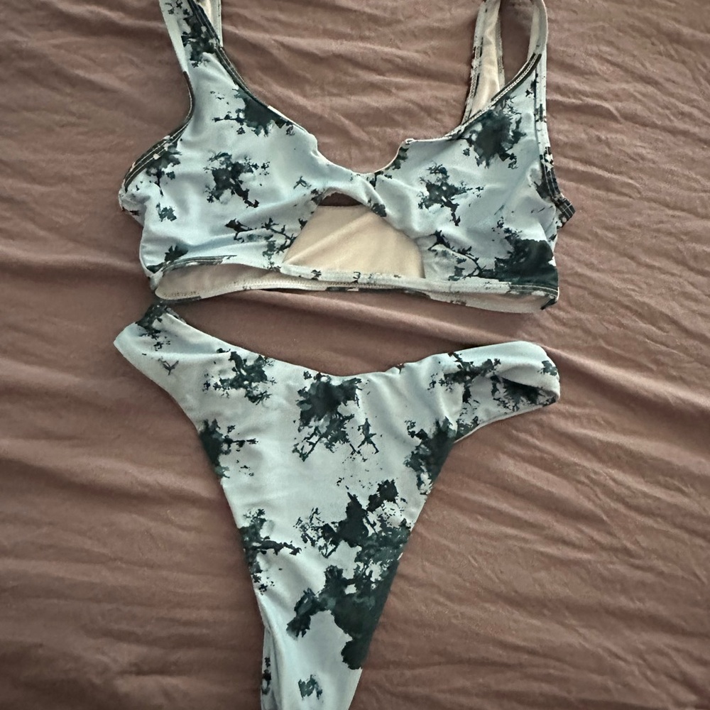 SHEIN Blue Bikini Set with Tie-Dye Effect